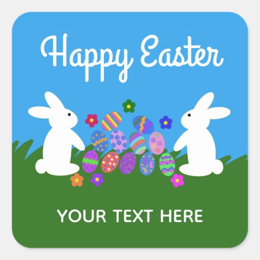 イースターバニー#1-2シール スクエアシール (正面)