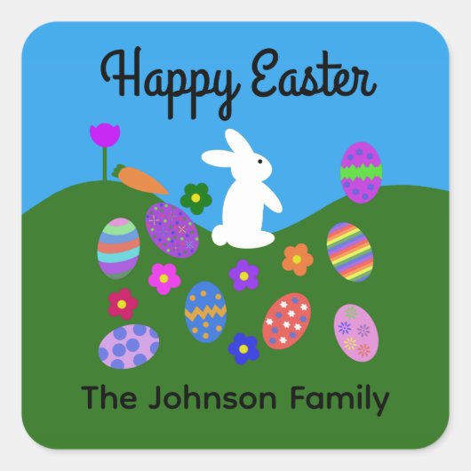 イースターバニー#3シール スクエアシール (正面)