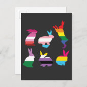 イースターバニー LGBTQ プライド レインボー ウサギ ギフト インビテーションポストカード (正面/裏面)