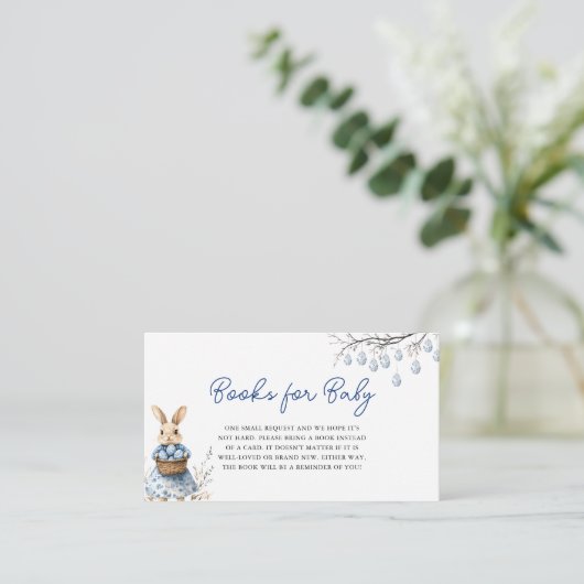 イースターバニーChinoiserieベビーシャワー予約リクエスト エンクロージャーカード (スタンド正面)