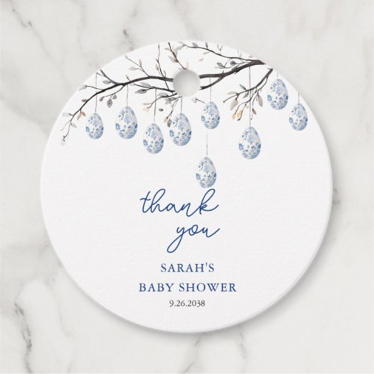 イースターバニーChinoiserieベビーシャワー フェイバータグ (正面)