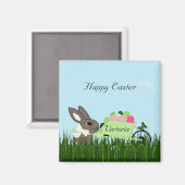 イースターバニーwウィーバーロウの卵の冷蔵庫 マグネット (正面/裏面)