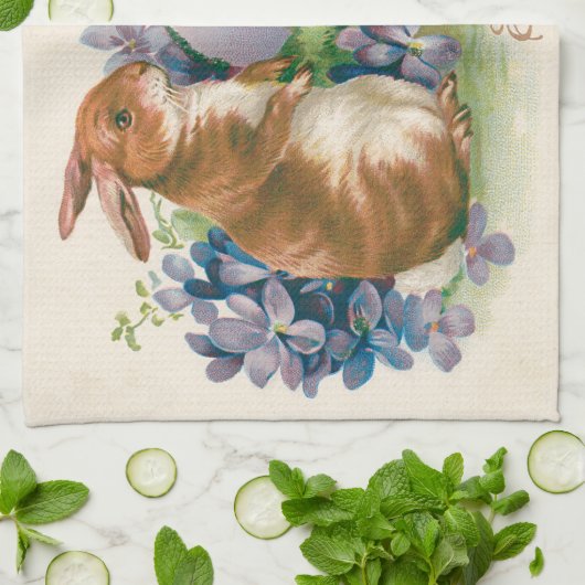 イースターバニ忘れーの色付き卵 キッチンタオル (折り畳み)