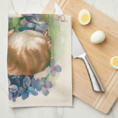 イースターバニ忘れーの色付き卵 キッチンタオル (四つ折り)