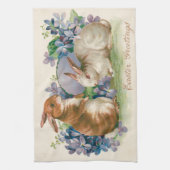 イースターバニ忘れーの色付き卵 キッチンタオル (縦)