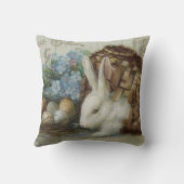 イースターバニ色彩の鮮やかーの色の卵の忘れバスケット クッション (裏面)