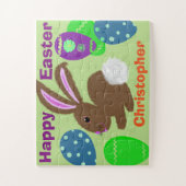 イースターバニ飾ーエッグのパーソナライズ名 ジグソーパズル (縦)
