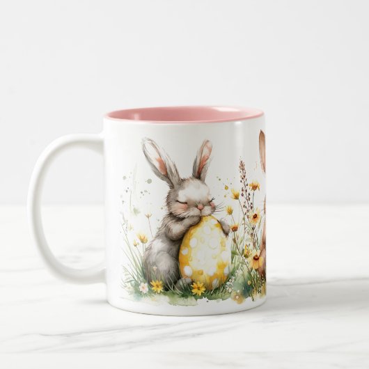 イースターバニ飾ーズと卵セラミックマグカップ ツートーンマグカップ (左)