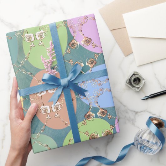 イースターバラエッグオンブルーグリーン ラッピングペーパー (ギフト)