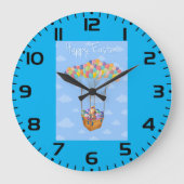 イースターバルーンバスケット(卵カラフル付) ラージ壁時計 (正面)