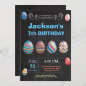 イースターバースデー 男の子 イースターエッグ バースデー 招待状 (正面/裏面)