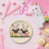 イースターパグドッグズバニー耳 ペーパープレート (パーティー)