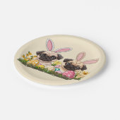 イースターパグドッグズバニー耳 ペーパープレート (アングル)
