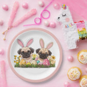 イースターパグドッグズバニー耳 ペーパープレート (パーティー)