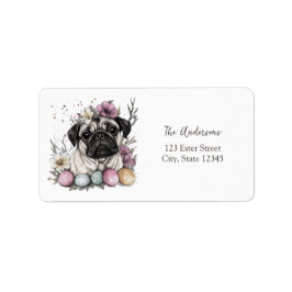 イースターパグ水彩フローラ ラベル
