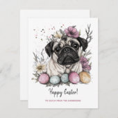 イースターパグ素朴な植物フローラ シーズンカード (正面/裏面)