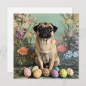 イースターパグ素朴な植物性フローラシック シーズンカード (正面/裏面)