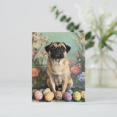 イースターパグ素朴な植物性フローラシック シーズンポストカード (スタンド正面)