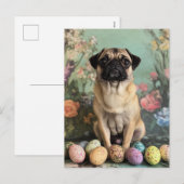 イースターパグ素朴な植物性フローラシック シーズンポストカード (正面/裏面)