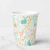 イースターパステルの色のシンボルのシームレスなパターン 紙コップ (裏面)