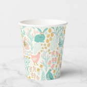イースターパステルの色のシンボルのシームレスなパターン 紙コップ (正面)