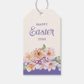 イースターパステルピーチフローラカスタマイズ可能なギフトラベル ギフトタグ (正面)