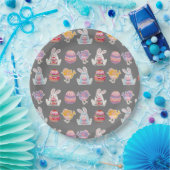 イースターパターンソニックシルバー紙プレート ペーパープレート (パーティー)