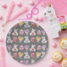 イースターパターンソニックシルバー紙プレート ペーパープレート