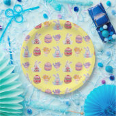 イースターパターンパステルイエロー紙プレート ペーパープレート (パーティー)