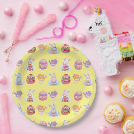 イースターパターンパステルイエロー紙プレート ペーパープレート