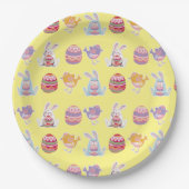 イースターパターンパステルイエロー紙プレート ペーパープレート (正面)