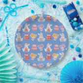 イースターパターンブルーグレー紙プレート ペーパープレート (パーティー)