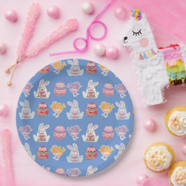 イースターパターンブルーグレー紙プレート ペーパープレート