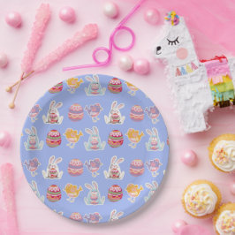 イースターパターンブルーパープル紙プレート ペーパープレート