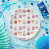 イースターパターンホワイト紙プレート ペーパープレート (パーティー)