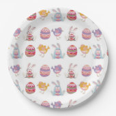 イースターパターンホワイト紙プレート ペーパープレート (正面)