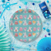 イースターパターンムーンストーンブルー紙プレート ペーパープレート (パーティー)