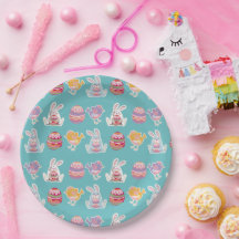 イースターパターンムーンストーンブルー紙プレート