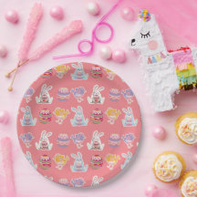 イースターパターンライトコーラル紙プレート