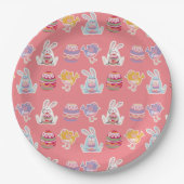 イースターパターンライトコーラル紙プレート ペーパープレート (正面)