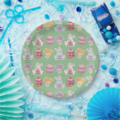 イースターパターンローレルグリーン紙プレート ペーパープレート (パーティー)