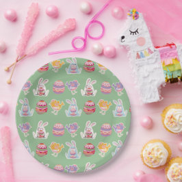 イースターパターンローレルグリーン紙プレート ペーパープレート