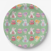 イースターパターンローレルグリーン紙プレート ペーパープレート (正面)