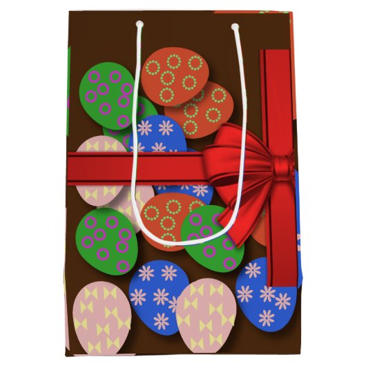 イースターパターン（の模様が）ある卵 ミディアムペーパーバッグ (裏面)