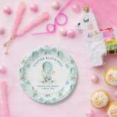 イースターパターン、気球のバニー、カスタム文字 ペーパープレート (パーティー)