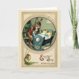 イースターパパのウサギおよびひよこの挨拶状 シーズンカード