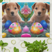 イースターパピーの花と卵 キッチンタオル (折り畳み)