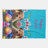 イースターパピーの花と卵 キッチンタオル (横)