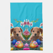 イースターパピーの花と卵 キッチンタオル (縦)