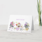イースターパレードかわいいパグイースターカード カード (正面)